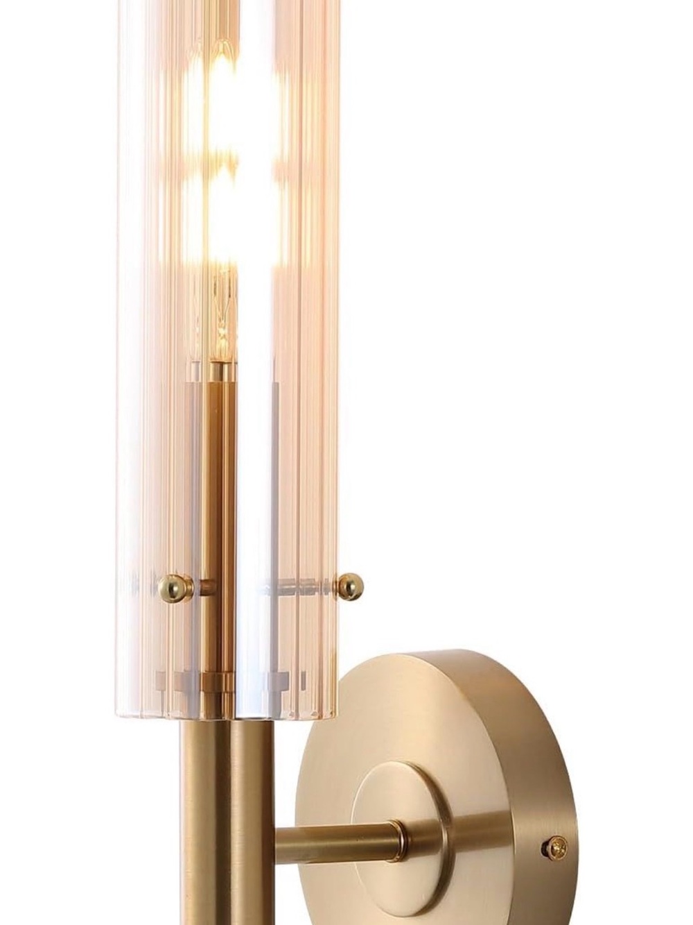 BYOLIIMA Gold Wall Sconce with Ribbed Glass Shade